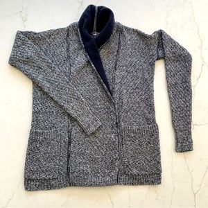 Lululemon Post Practice Cardigan Ghost Black Cardigan Knit Pockets Collar Button